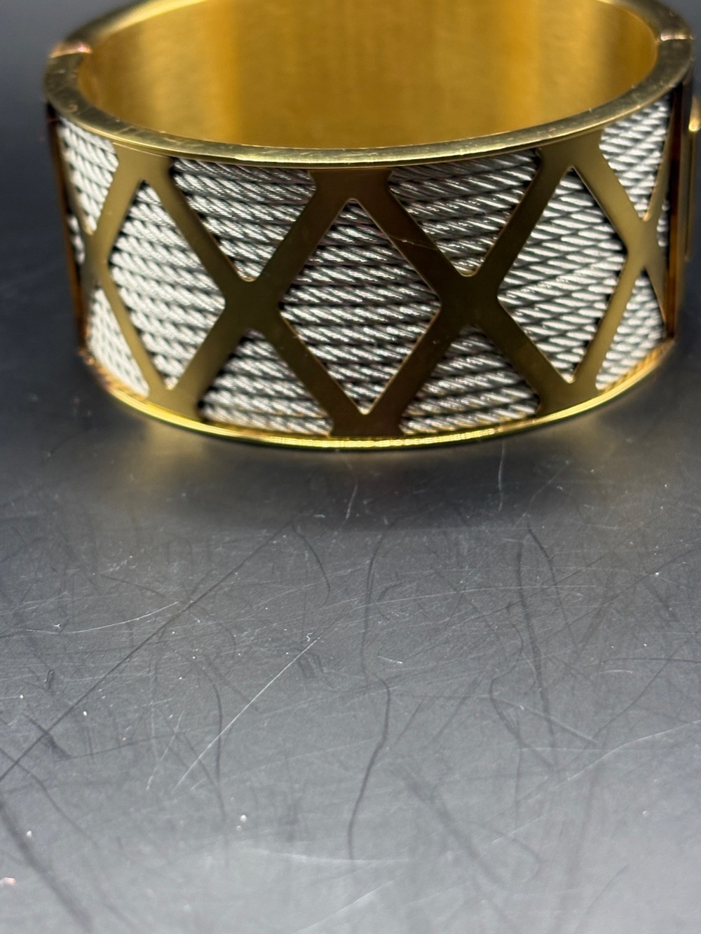 Charriol Gold Tone Cable Cuff Bracelet Signature Swiss Luxury Designer